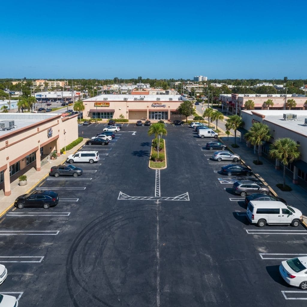 Asphalt parking lot surface for a Miramar commercial property type