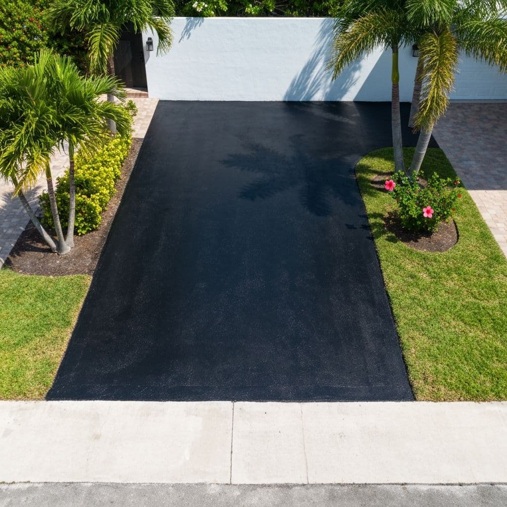 Asphalt driveway resurfacing work for a Miami property