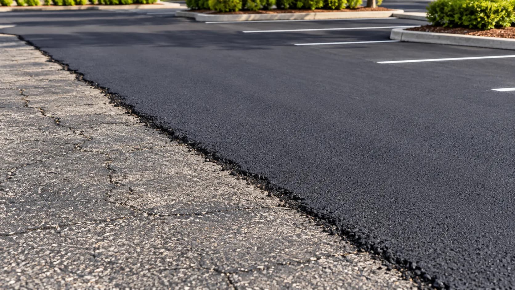 Transition between existing asphalt and a resurfaced lane