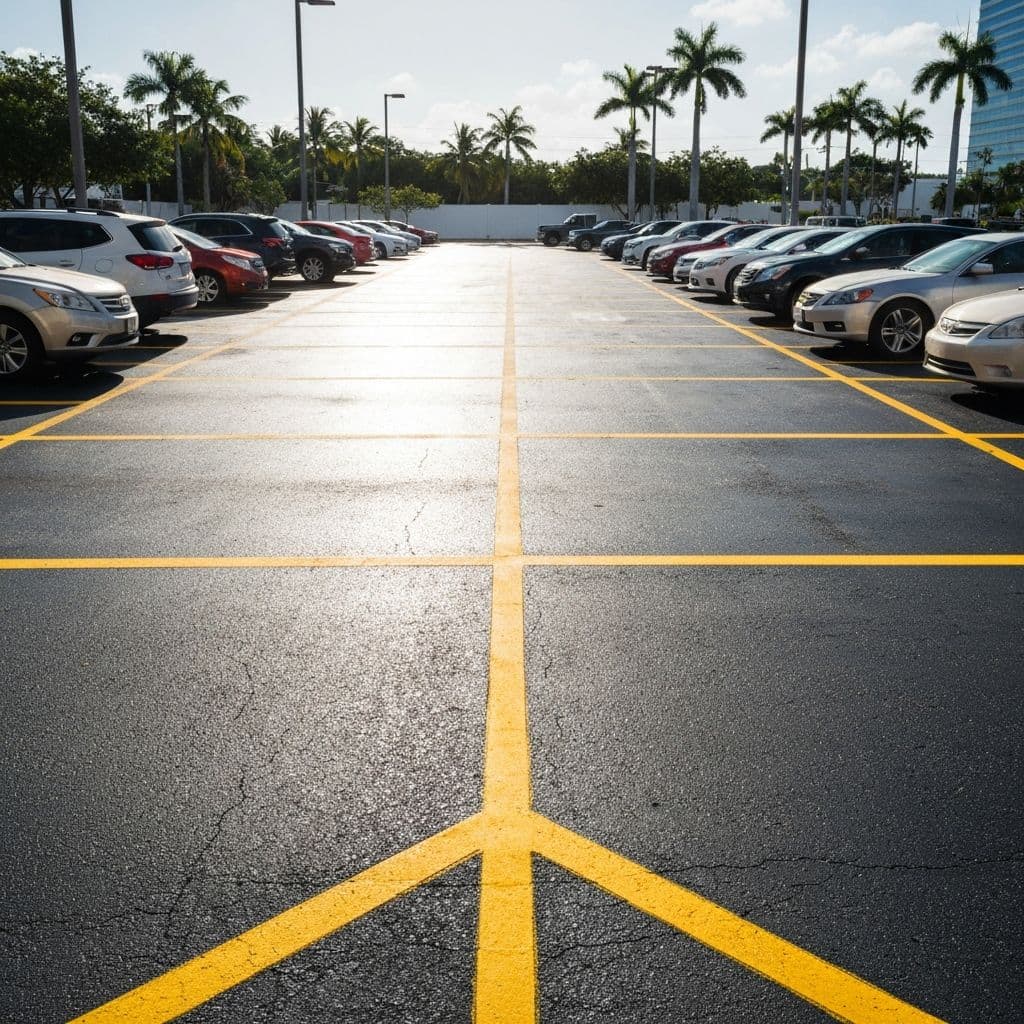 Parking lot striping for a commercial property in South Florida