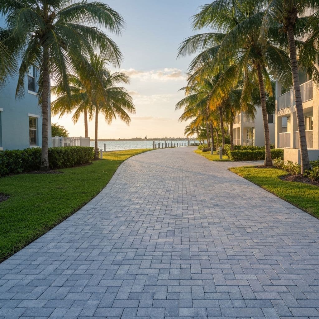 Paver walkway example for a coastal Hollywood property type