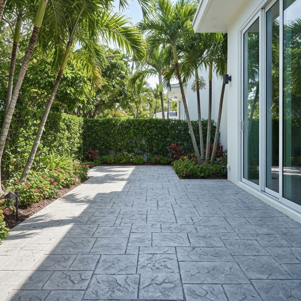 Stamped concrete patio surface in South Florida